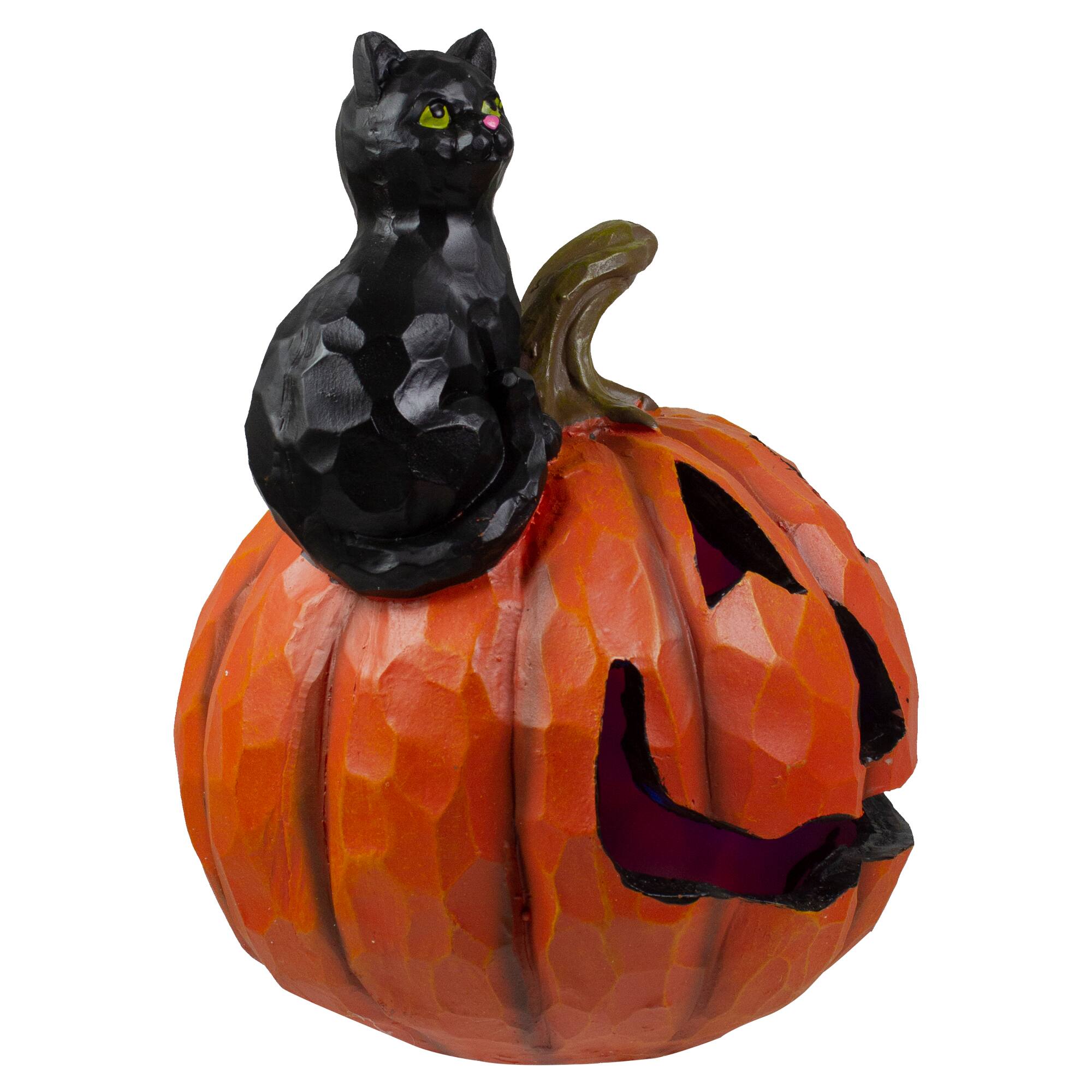 10" Jack-O-Lantern & Black Cat Tabletop Halloween Decoration